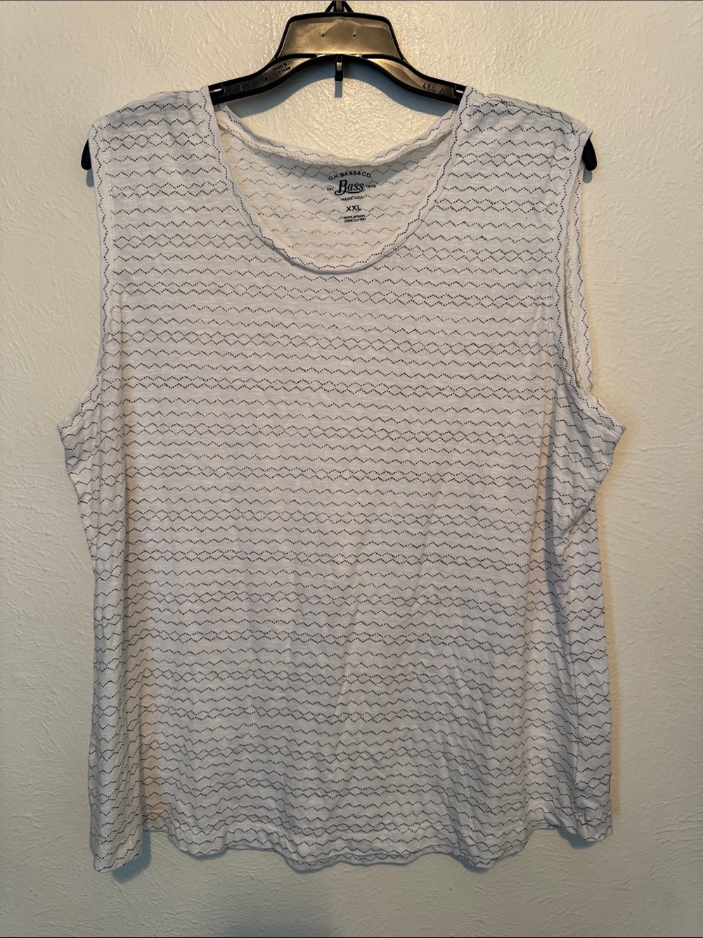 Bass White Eyelet-Stripe Sleeveless Tank